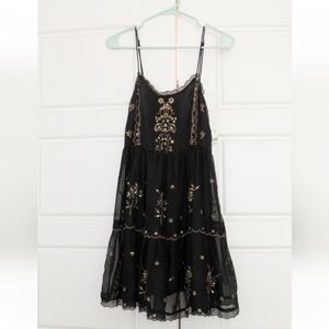 NWT Urban Outfitters Black Dress with Gold Embroidery And Sequins
